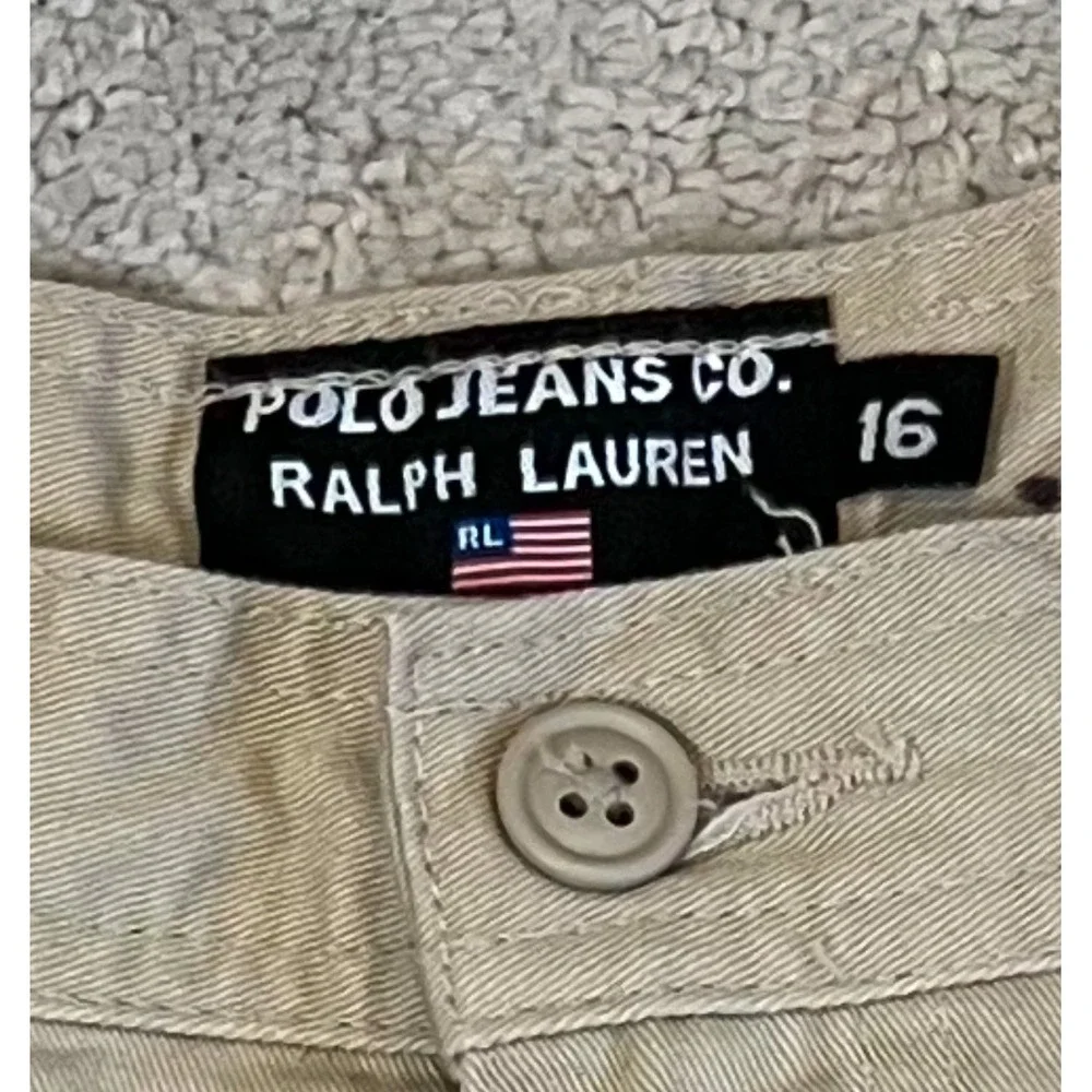 Vintage Polo Jeans Co. Beige Cargo Shorts Men's Size 16‎ Classic Utility Y2K